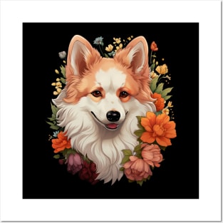 American Eskimo Dog Floral Posters and Art